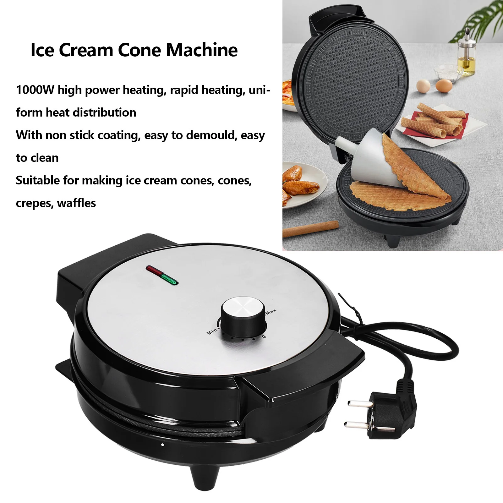 1000W Multifunction Electric Breakfast Maker Double Sided Heating Pancake Making Machine EU Plug 220-240V Kitchen Appliance
