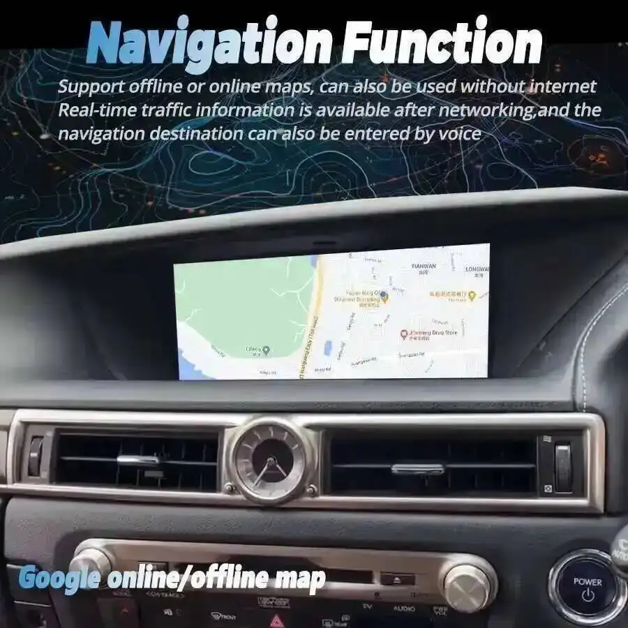 Pantalla CarPlay para Lexus GS200 GS250 GS300 GS350 GS450 2012-2020 Android 14 Bluetooth 12,3 pulgadas RHD reproductor de vídeo Multimedia 4