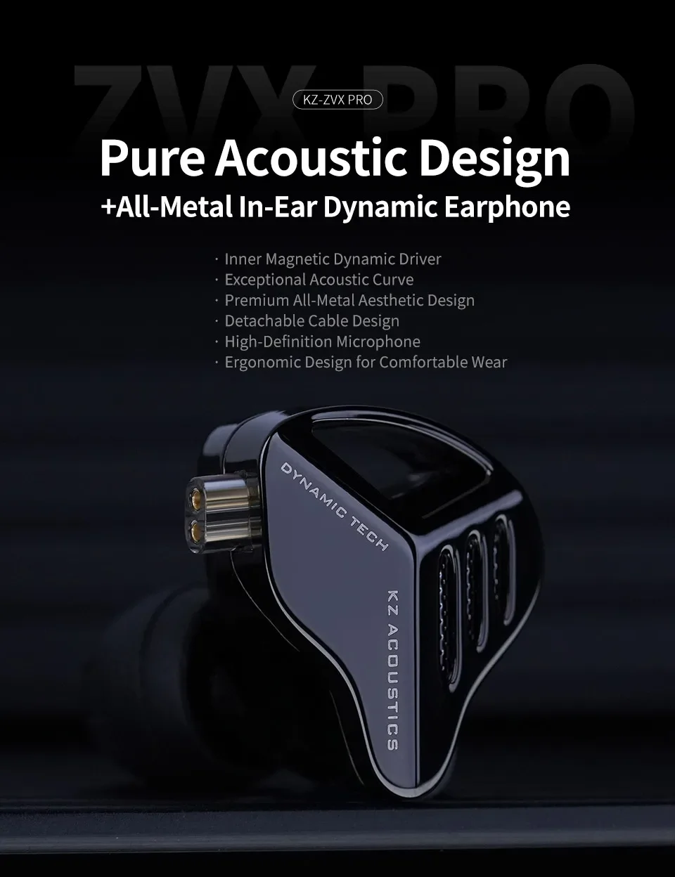 KZ ZVX PRO HIFI Bass in Ear Earphones Dynamic Metal Earbuds