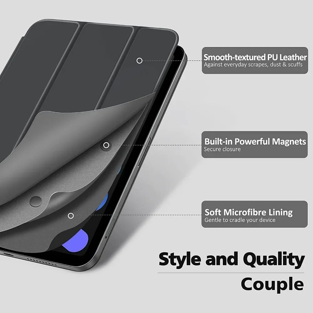 Premium Magnetic Tri-Folding PU Leather Tablet Cover - 8.3 Inch