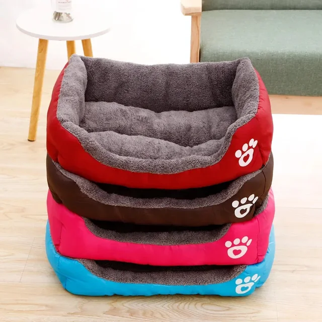 Lit chaud pour animaux de compagnie de couleur bonbon, accent carré, chenil pour petits, moyens et grands chiens, paniers pour chats et chiots, grande taille 1