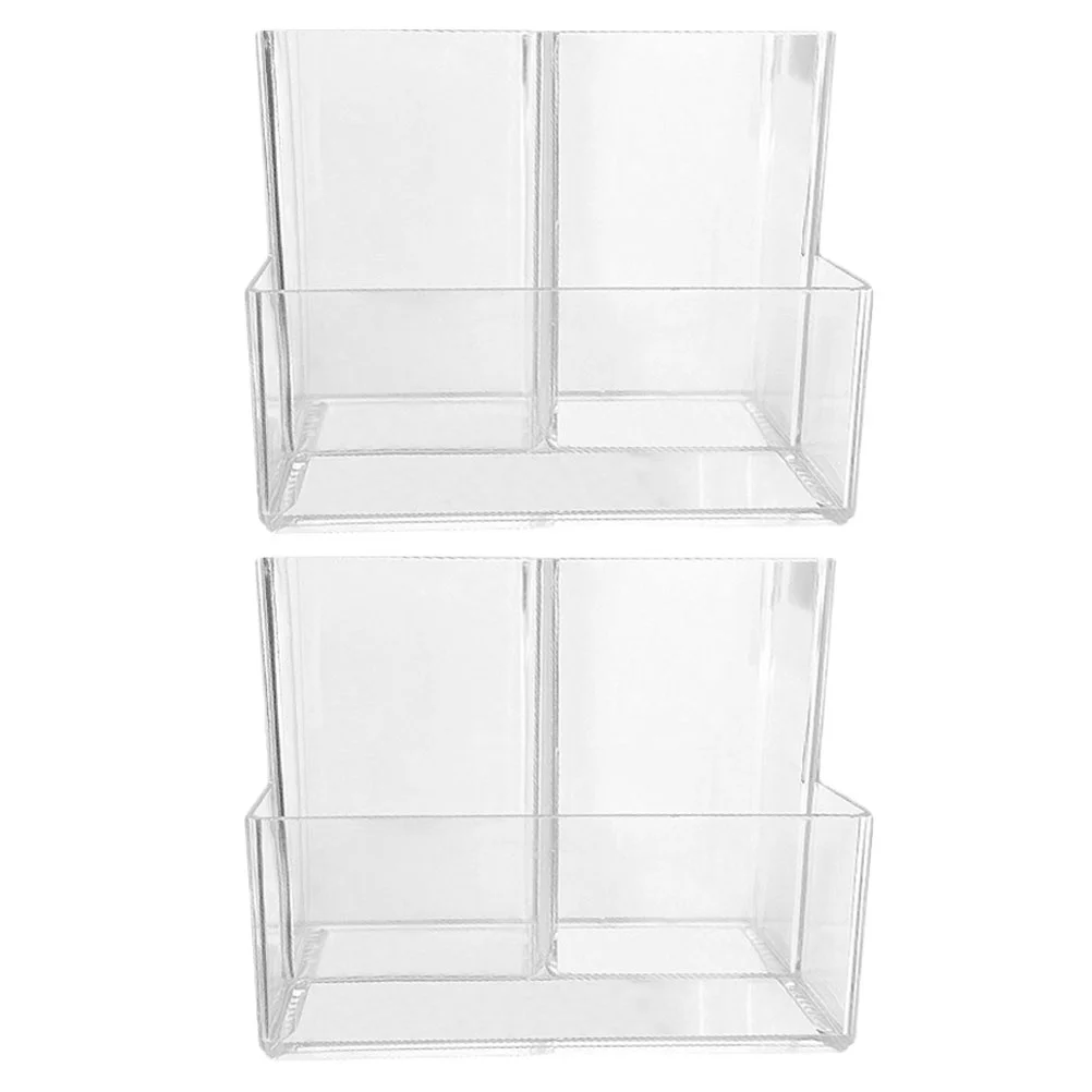 

2 Pcs Office Desk Organizer Pencil Holder Transparent Three-compartment Plastic Desktop Girl
