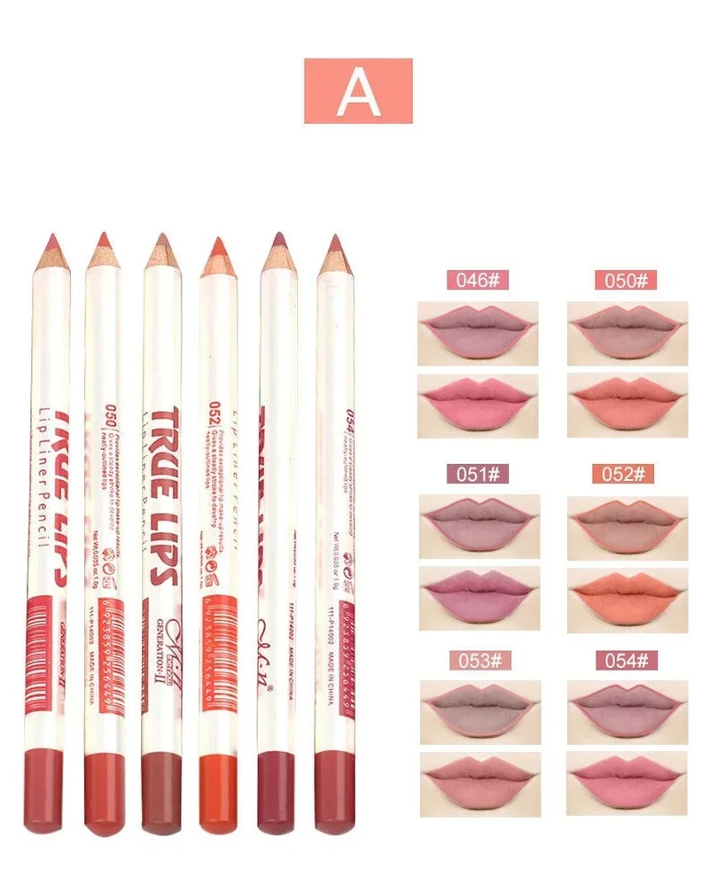 6Pcs/set Cosmetic Professional Wood Lipliner Waterproof Lady Charming Lip Liner Soft Pencil Contour Makeup Lipstick Tool