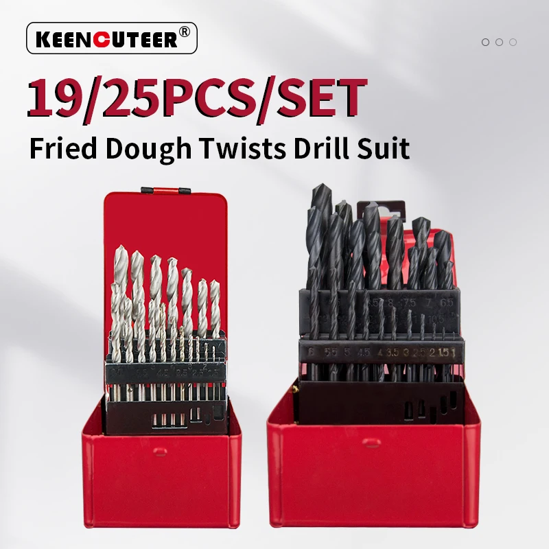 19PCS/25PCS Twist Drill Set 1 13mm High Speed Steel High Carbon Steel Alloy Drill Bits For Iron
