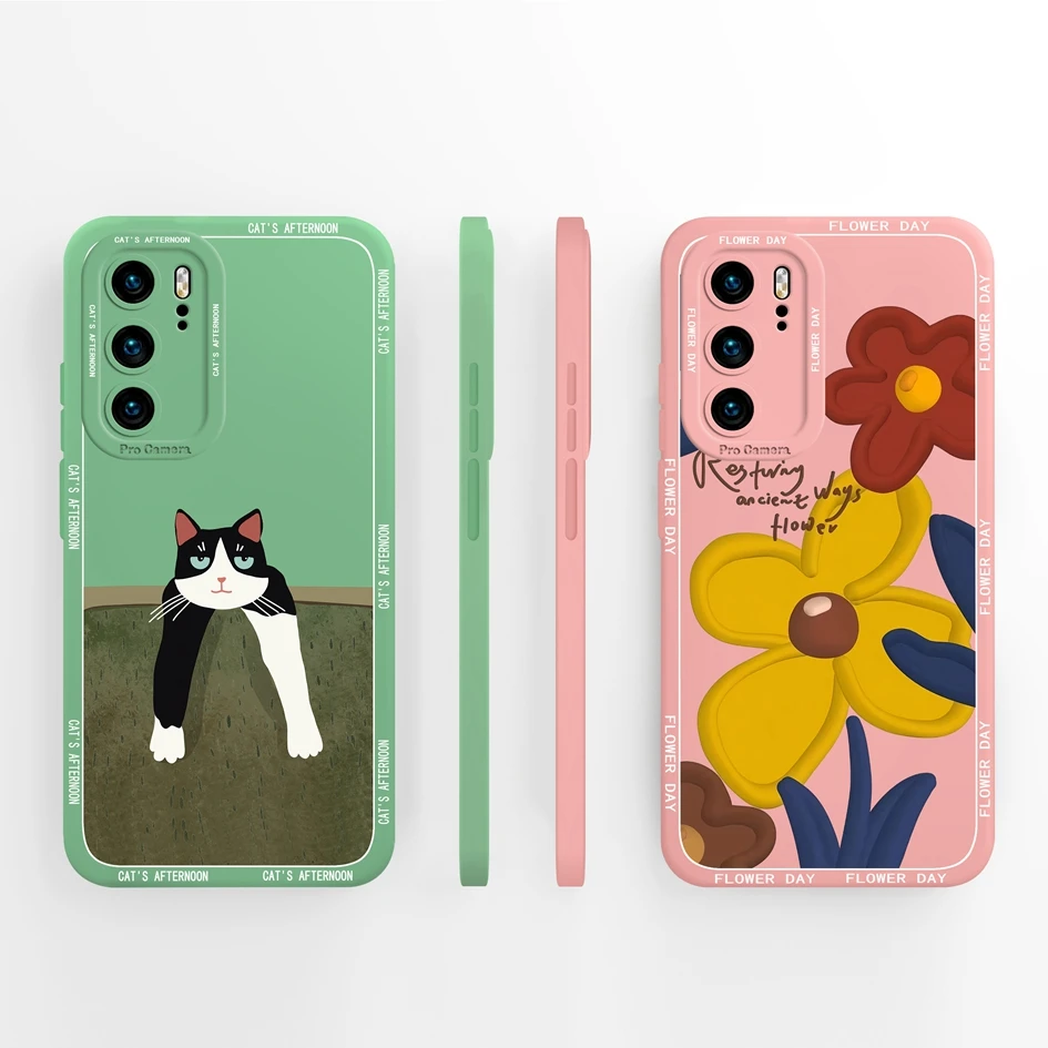 Cute Cat Pattern Soft Silicone Shockproof Back Cover Case