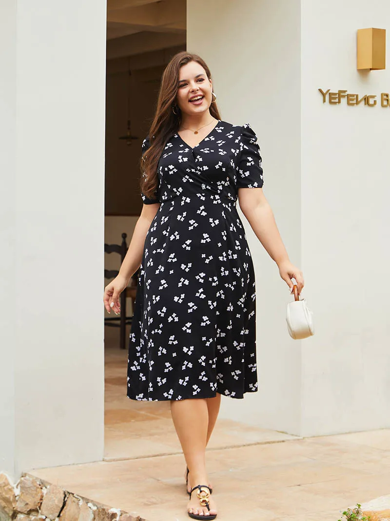 Bandage Floral Big Size Dress Women Elegant Black Plus Size Ladies Summer Maxi Dress V Neck Sexy Long Evening Dresses Women 2023