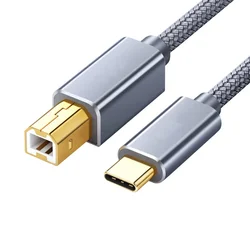 Braided USB C to USB B 2.0 Printer & Scanner Cable (2m)