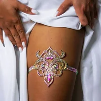 Belly Dance Rave Colorful Crystal Thigh Chain  Accessories Gift 2025 Beach Bikini Geometric Sexy Leg Jewelry Dress for Women