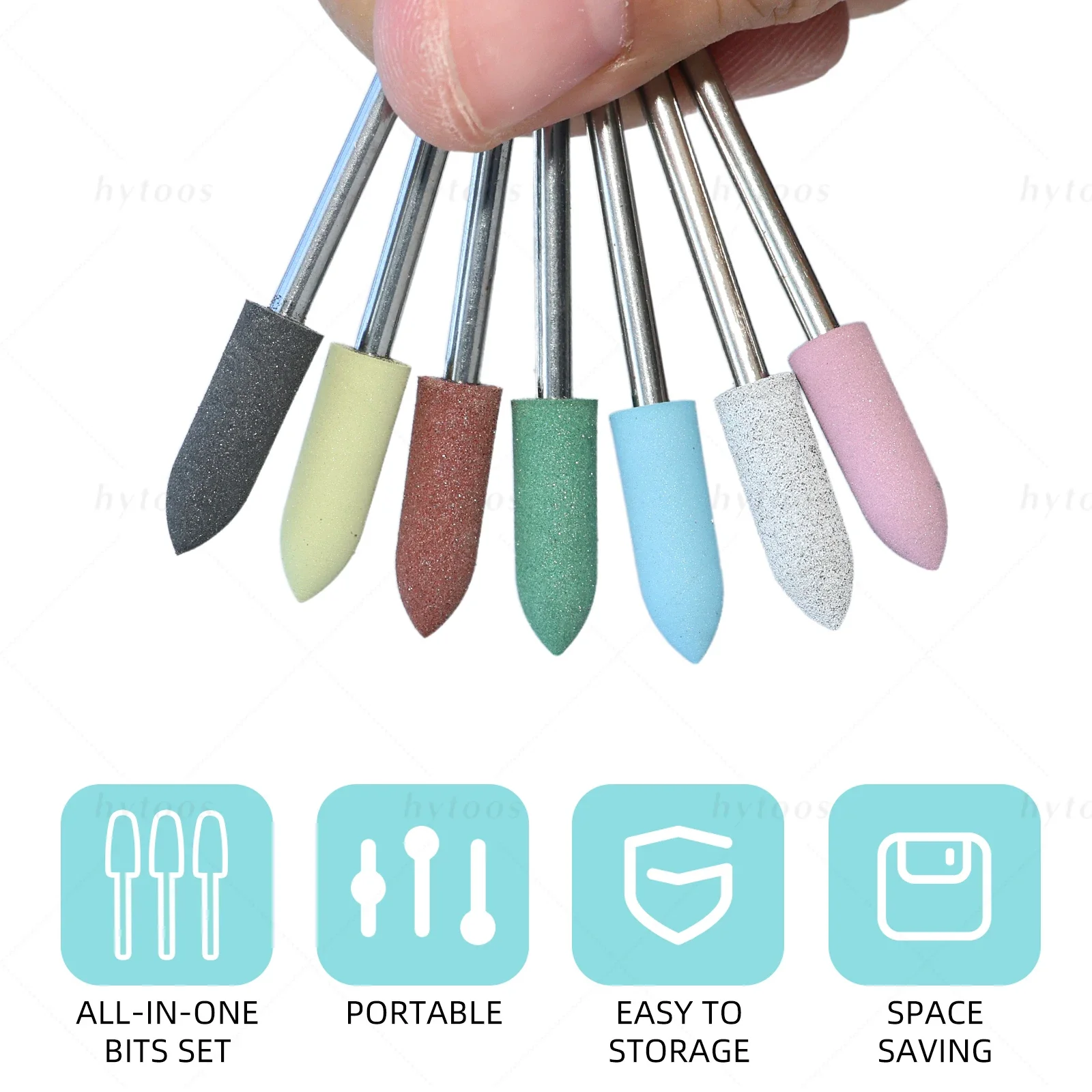 HYTOOS 5*16mm 롱 콘 실리콘 네일 드릴 비트 3/32인치 페디큐어 폴리싱 비트 네일 드릴 매니큐어 및 발 관리 준비 도구