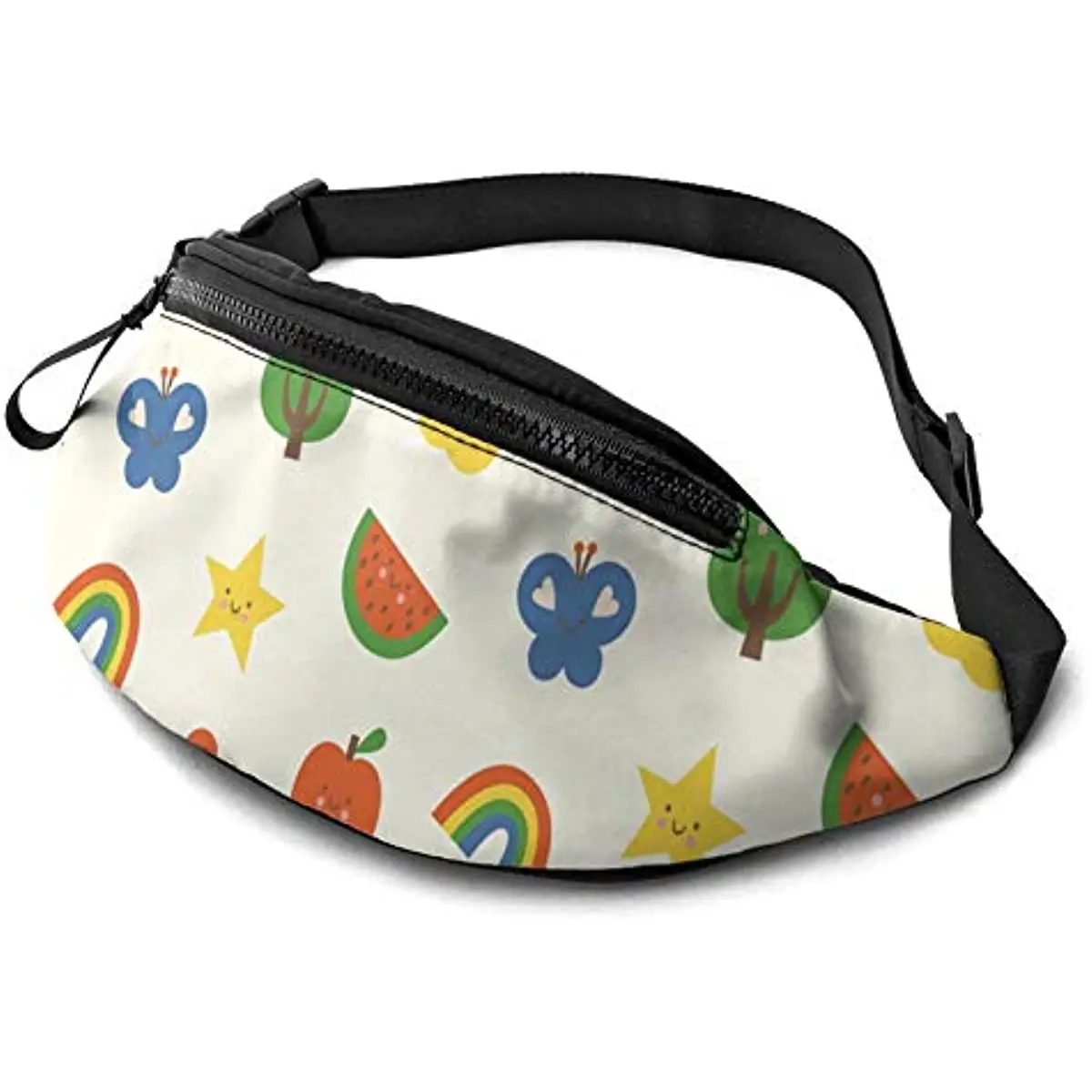 

Lovely Cartoon Fruits Adjustable Fanny Pack Waist Bags with Headphone Hole for Sports Workout Traveling Running