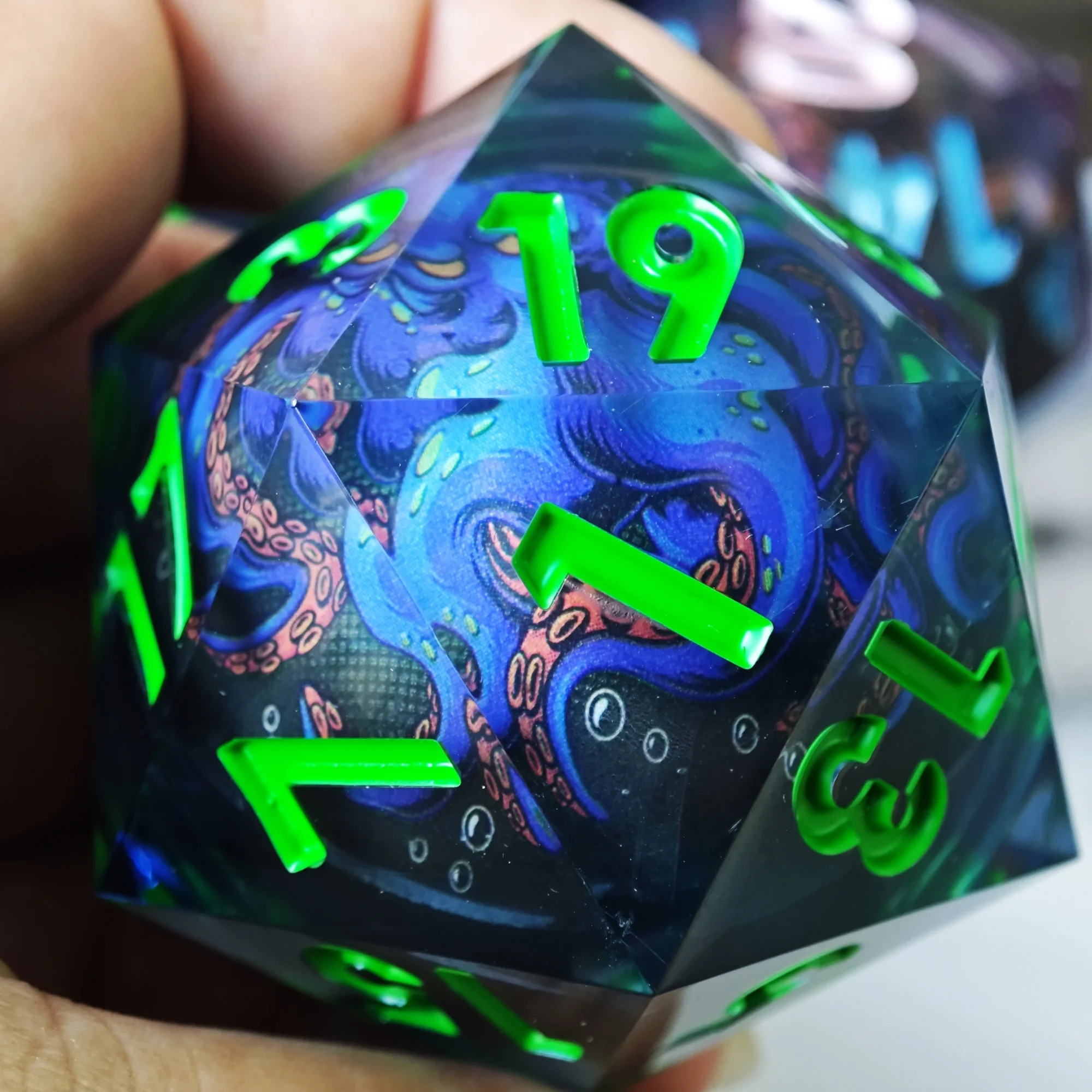 MINI PLANET Octopus Fox LED 50mm D20 Dice Huge Polyhedral Resin 20 Side Dice For RPG Board Game DND D20 Sharp Edges