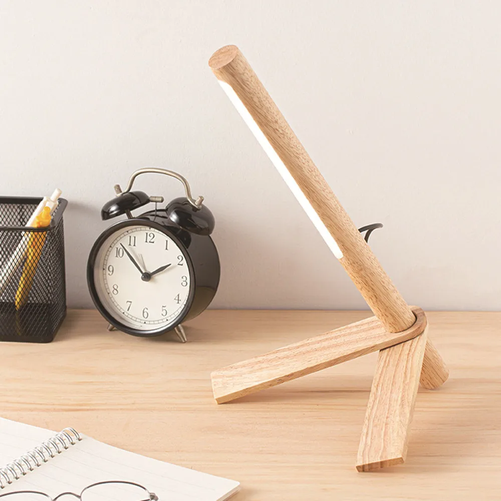 

USB Power Table Lamp Creative Wood Body Desk Light Touch Dimming Bedside Night Light Reading Lamp Bookroom Home Décor