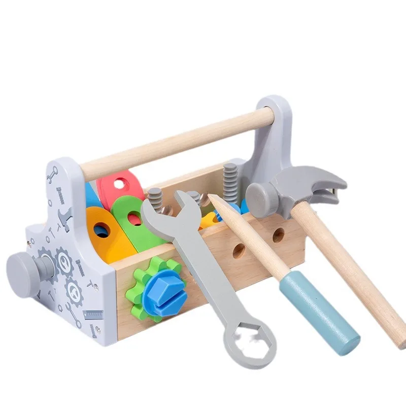 Children Toolbox Wooden Toys Pretend Play Set Nut Disassembly Screw Assembly Simulation Repair Games Educational Sensory Toys 6