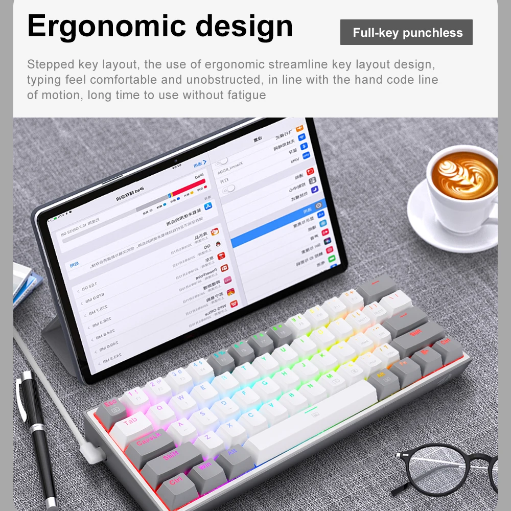 mechanical keyboard REDRAGON Fizz K617 RGB USB Mini Mechanical Gaming Wired Keyboard Red Switch 61 Key Gamer for Computer PC Laptop detachable cable