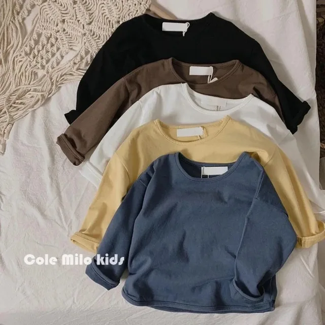 T-shirt à manches longues en coton pour enfants, T-shirt rétro pour enfants, Économie décontractés pour tout-petits, Automne, Hiver 1