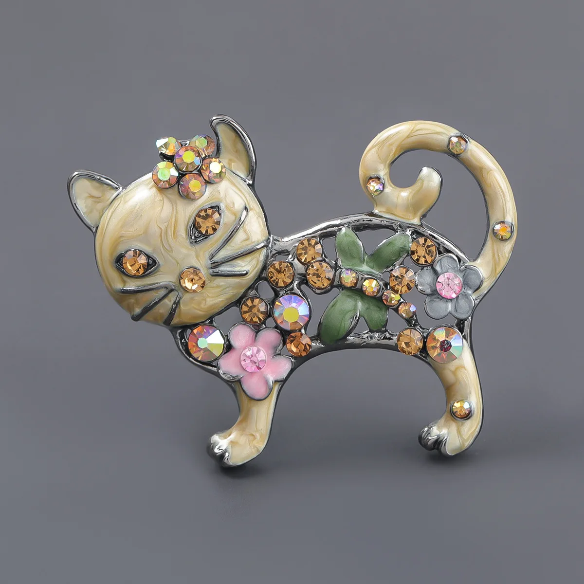 

Vintage Abstract Cat Brooch Bohemian Style Rhinestone Lapel Women Enamel Lapel Animal Alloy Jewelry Accessories Gift brooches