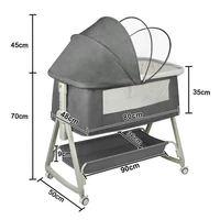 Lit cododo 4-en-1 pour bébé, réglable en 6 positions, avec matelas, 15 °   Inclinable, Roues avec freins, Lit bébé 0-24 mois 6