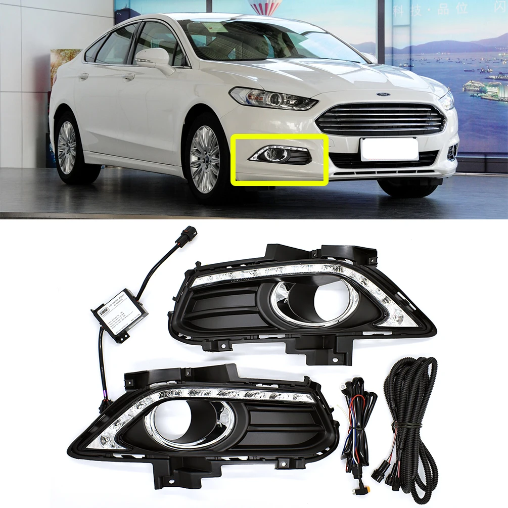 

Противотуманная фара для переднего бампера, подходит для Ford Mondeo 2013 2014 2015 2016, белого света, дневные ходовые огни дневного света