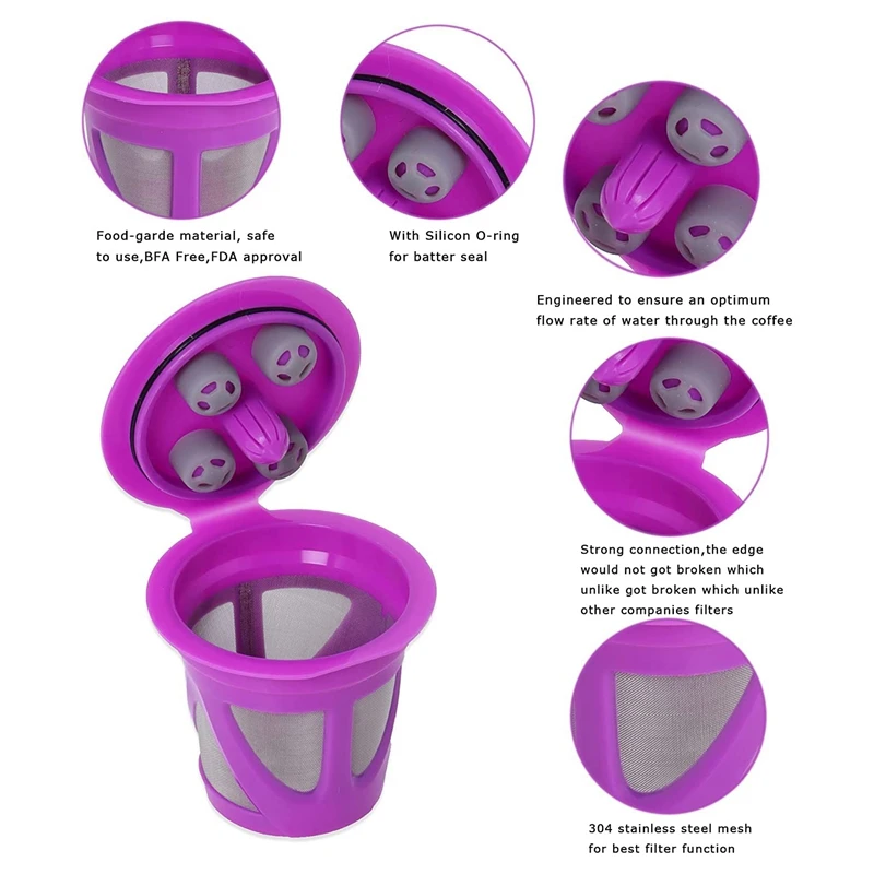 5 Pcs Reusable K Cups Keurig Single Cup 