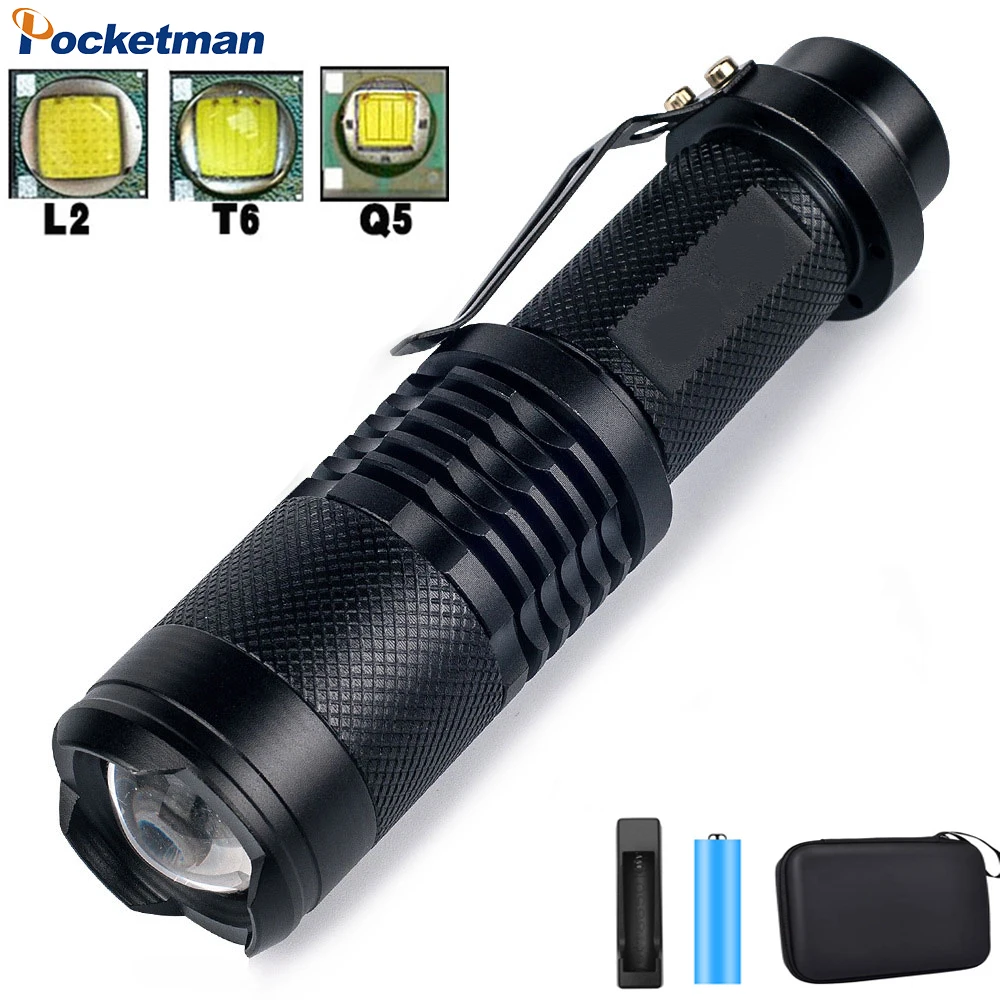 

8000LM Super Bright LED Flashlight Aluminum Alloy Zoomable Flashlights Waterproof Torch Pocket Emergency Light