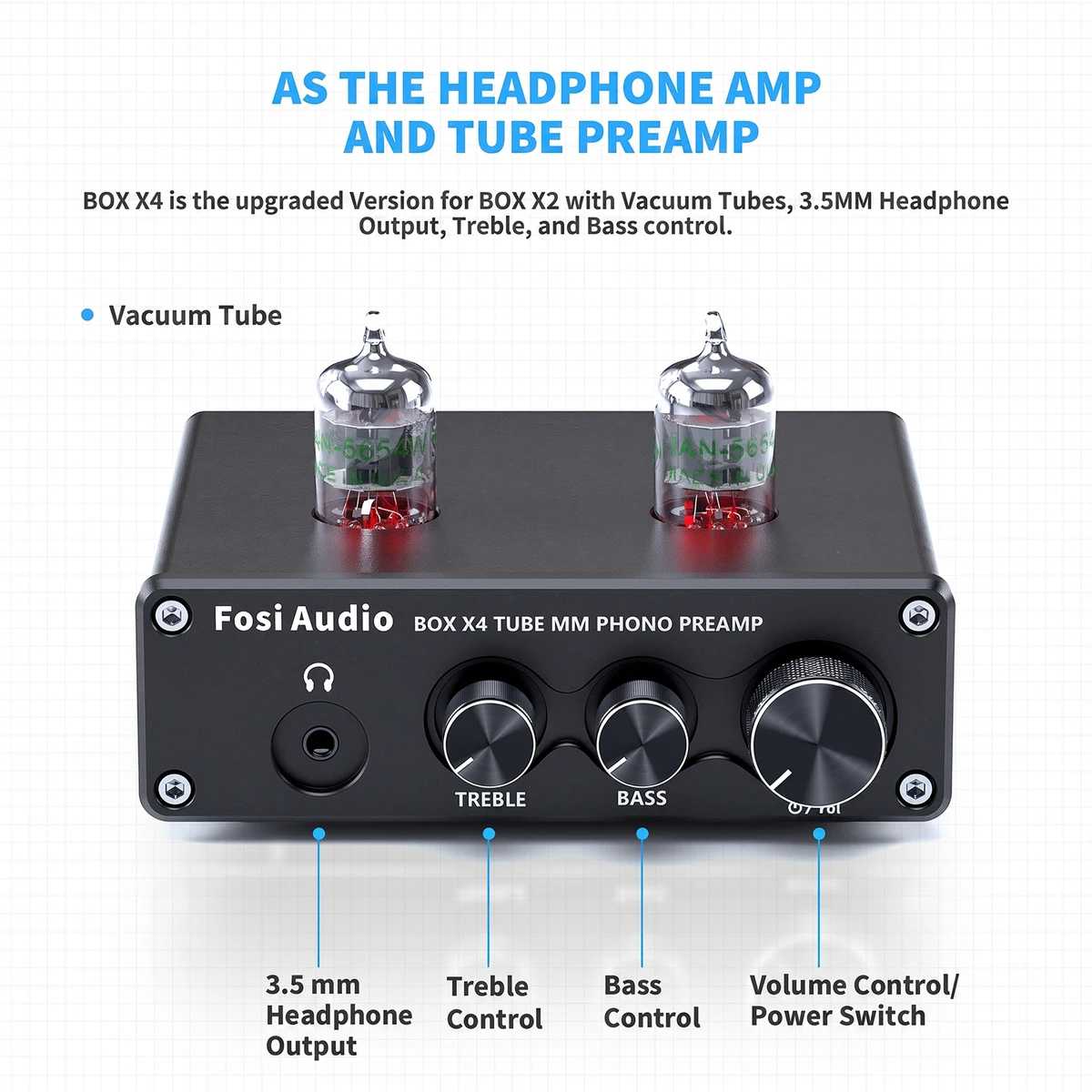 Fosi Audio Phono Preamp for Turntable Phonograph Preamplifier With Vacuum Tube Amplifier HiFi BOX X4 — view 3