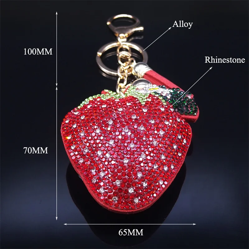 Grtdrm Crystal Rhinestone Fruit Keychain – Sparkling Bag Charm For Women & Girls, Multicolor, Lobster Clasp, Handbag Ornament - View #4
