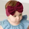 Solid Big Bow Topknot Headband for Baby Girls Elastic Nylon Hair Bands Handmade Newborn Fashion Turban Headwraps Accessories 5