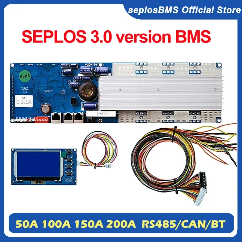 seplosbms3.0Smartbms100A/150A/200A24В/48В13S14S8S15S16SLFPсBluetoothЖК-экраномBMSлитий-ионныйаккумуляторLiFePO4-AliExpress