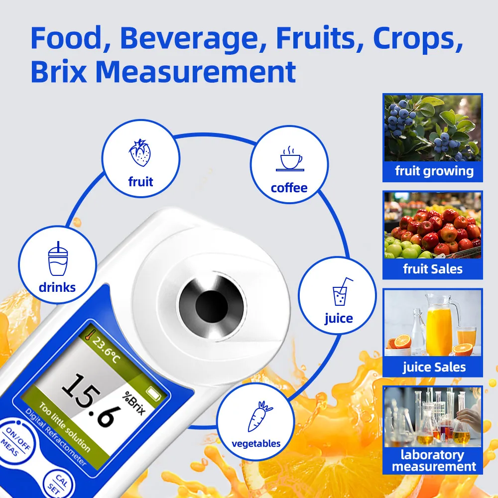 New Digital Brix Refractometer with Automatic Temperature Compensation 0-55% Ran