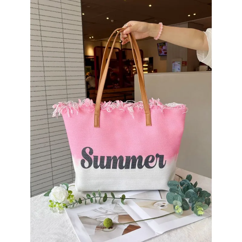 Fallow Fashion Large Capacity Canvas Tote Bags for Work Commuting Carrying Bag College Style Student Outfit Book Shoulder Bag