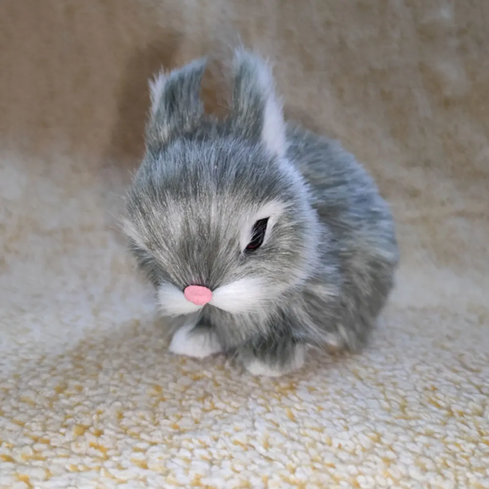 Simulation Rabbit Toy Squatting Model Home Decoration Rabbit Model Easter Rabbits Simulation Plush Toys Action Figures Kids Gift 5