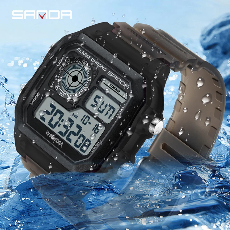 SANDA 6133 Digital Watch Men Sport Chronograph Date Lady Wristwatch TPU Band Week 50m Waterproof unisex Electronic Clock Gift 3