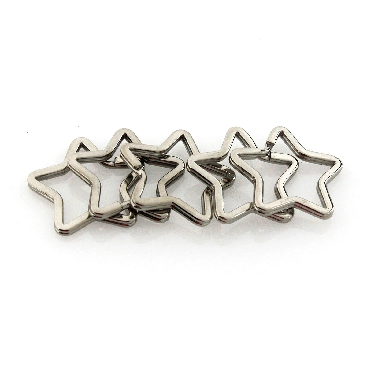 5pcs 금속 패션 스타 모양 분할 반지 더블 루프 Keyring 패션 특별 키 체인 키 홀더 DIY 가죽 공예 하드웨어