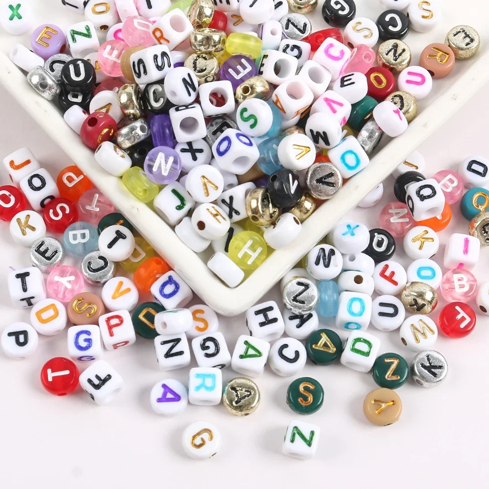 4x7mm 100pcs Mix Color Acrylic Spacer Beads Black Letter Charms Acrylic Beads For Jewelry Making Diy Handicraft Accessories
