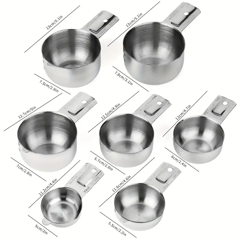 7Pcs/set Metal Stackable Kitchen Measuring Cup Sets For Dry And Liquid Ingredients