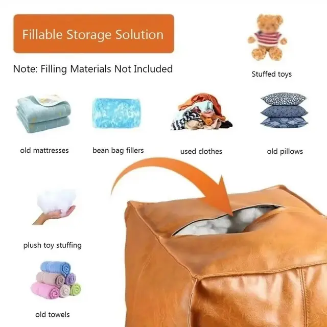PU Leather Storage Ottoman Cover 5