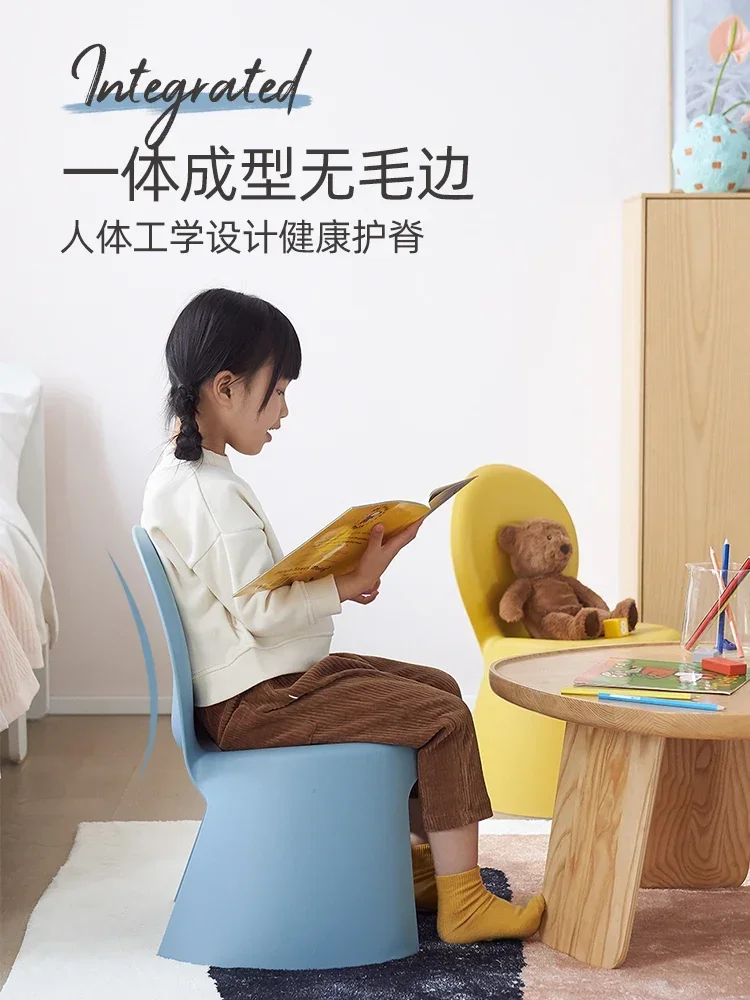 Plastic Children's Backrest Stool Kindergarten Thickened Small Bench Household Baby Dining Non-Slip Dining Chair