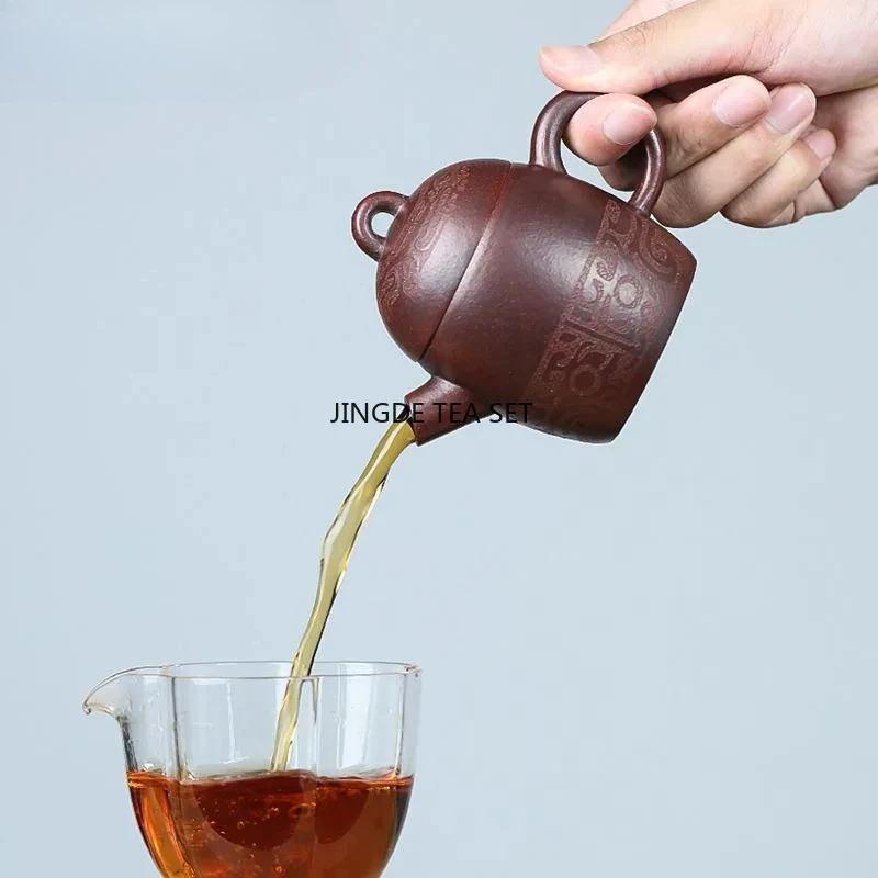 190ml Yixing purple clay teapot handmade gun mouth raw ore bronze mud Qin Quan teapot chinese tea accessories