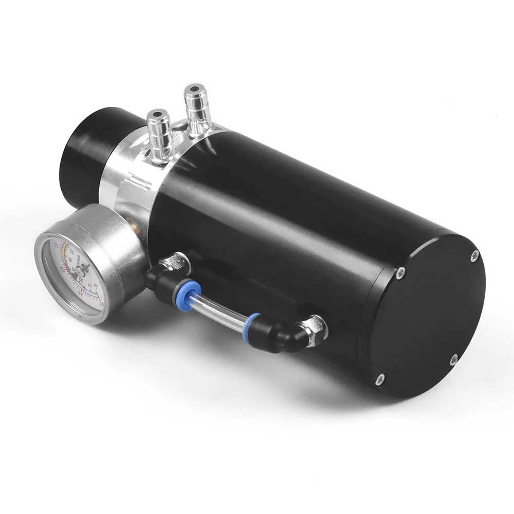 Aluminum engine oil catch reservoir breather tank/can + vacuum pressure gauge / oil catch tank/oil can TT100770
