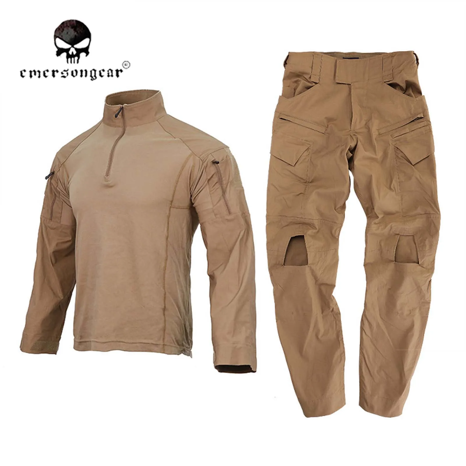 Emersongear Tactical E4 Combat Uniform Sets for Men Camouflage Suit Outdoor Hunting Training Shirt Pant Tops Duty Cargo Trousers
