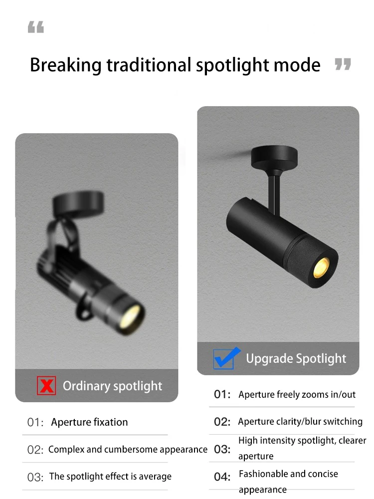 Beam Light Focusing Spot Surface Mounted Track Spotlight Restaurant Bar Lighting Small Stage Commercial LED Atmosphere Foco 4