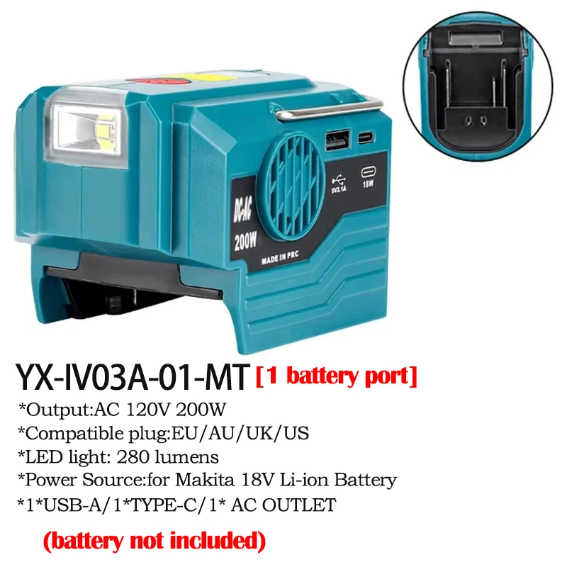 マキタ 18V バッテリー用 350W パワーインバーター 4 ポート DC