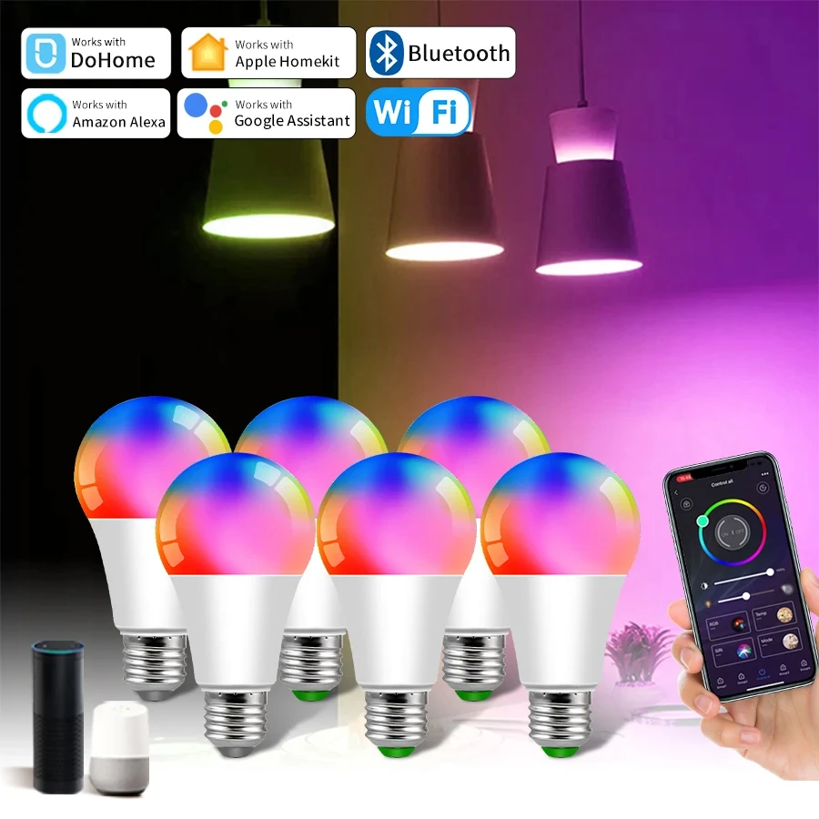 DohomeWifiBluetoothSmartBulbAlexaLedLampE27RGBSmartLight