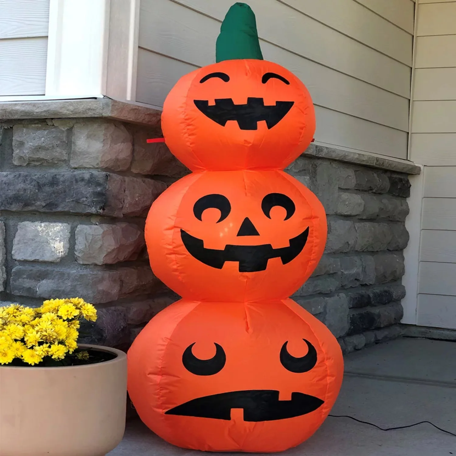 

Outdoor Yard Halloween Inflatable Decoration, Pumpkin Stack, 4 Feet Tall