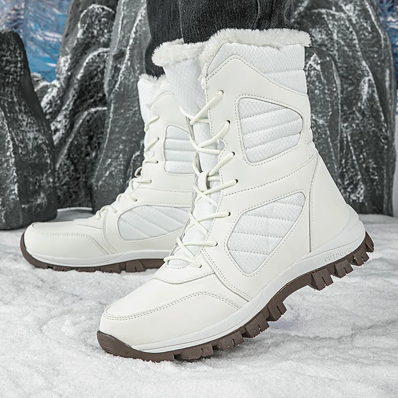 Boot woman High-top Waterproof Ankle Boots Men Thick Plus Warm Large Size Snow Hiking Boots Outdoor Cotton Shoes Sneakers