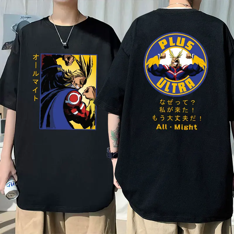 

Japanese Anime My Hero Academia All Might Graphic T-shirts Men Cotton Oversized T Shirt Boku No Hiro Akademia Manga Male T-Shirt