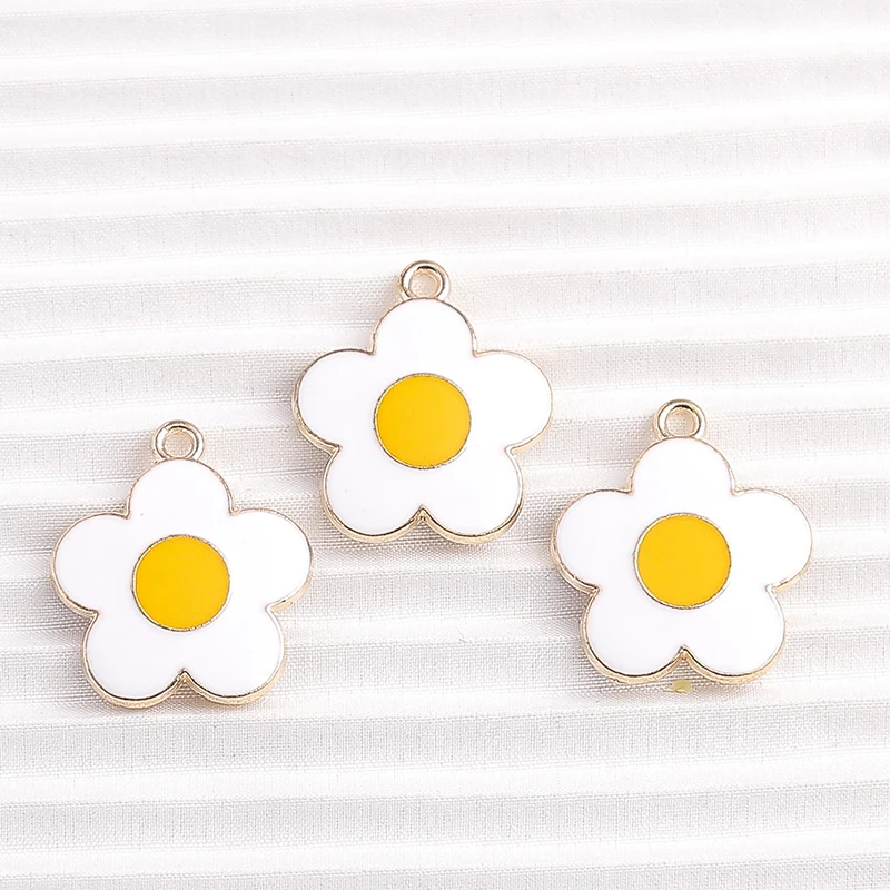 10 Stück 18 x 20 mm niedliche Emaille-Blumen-Charms-Anhänger für Schmuckherstellung, Tropfen-Ohrringe, Halsketten, Armbänder, DIY-Bastelzubehör – Detail 7