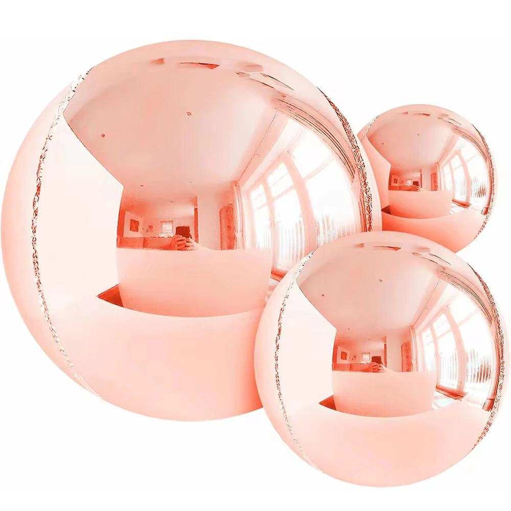 14-teiliges Set aus Roségoldfolienballons, 25,4 cm, 15 Zoll, 22 Zoll, 4D-Chrom, rund, großer metallischer Ballon für Jahrestag, Abschlussball, Geburtstag, Party-Dekoration