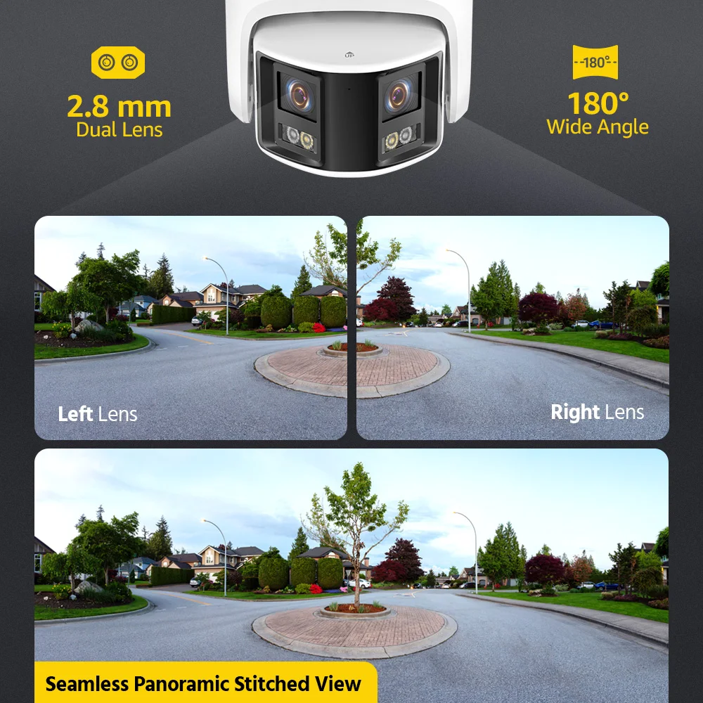 ANNKE 180&deg; 6MP DUO POE Dual Lens Wide View Outdoor Video Camera,6MP AI Human Detect,6MP Security Camera,2 Way Audio CCTV Camera