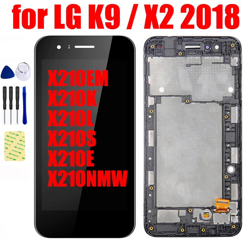 

For LG K9 X210 X2 2018 LCD Display Panel Pantalla Touch Screen X210EM X210K X210L X210S X210E X210NMW Digitizer Assembly Frame